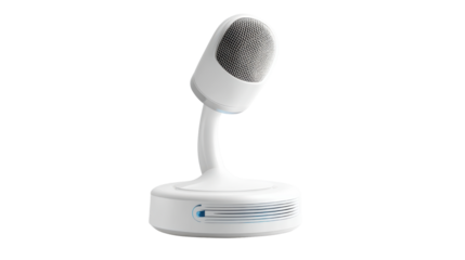 Modern sleek desktop microphone with unique cylindrical design for high-quality audio recording