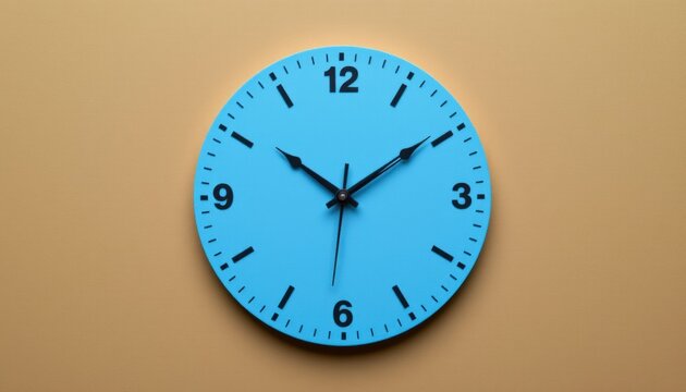 Simple Light Blue Analog Wall Clock on Gold Background