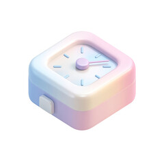 Soft Gradient Clock Icon in 3D Render, Modern Design with Simple Clock Face, Digital Art Concept for Time Management and Productivity