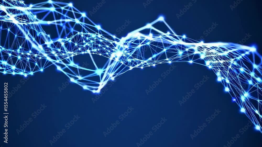 Aufkleber wave of particles. abstract blue geometric background. big data visualization. data technology abstr