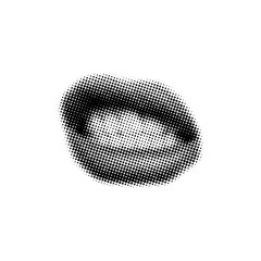 Angry female lips with retro halftone texture,collage element