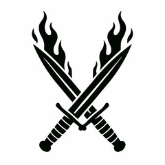 Here's a fiery vector illustration of a sword and shield, perfect for a burning symbol design or a devil tattoo