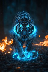 Tiger with Blue Flame Eyes