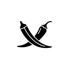 Crossed okra pod and chili pepper silhouette icon