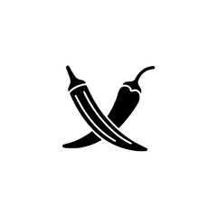 Fototapeta premium Crossed okra pod and chili pepper silhouette icon