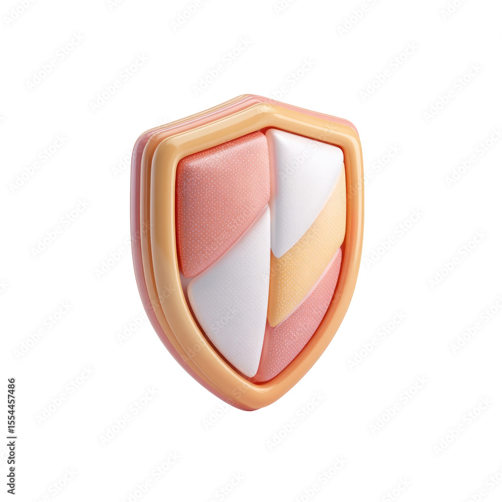 Poster colorful soft shield icon with geometric shapes and rounded edges for protection and security concep