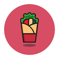 Icon Burrito with Circle Shadow Vector Illustration