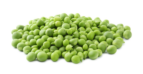 Pile of fresh green peas isolated on white