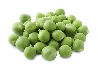 Pile of fresh green peas isolated on white