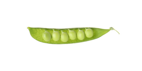 Fresh green peas in pod isolated on white