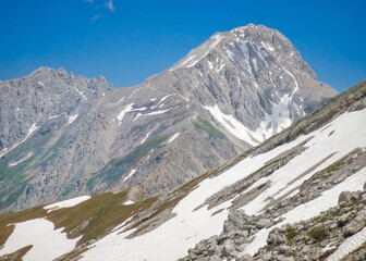 Appennini mountains, Italy - The mountain summit of central Italy, Abruzzo region, over 2000 meters, with hiker path for trekking