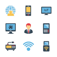 Technology icons set in flat design