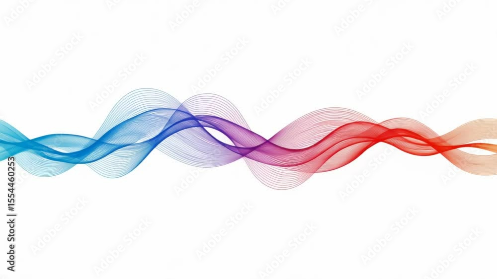 Poster abstract colorful wave lines flowing horizontally isolated on white background