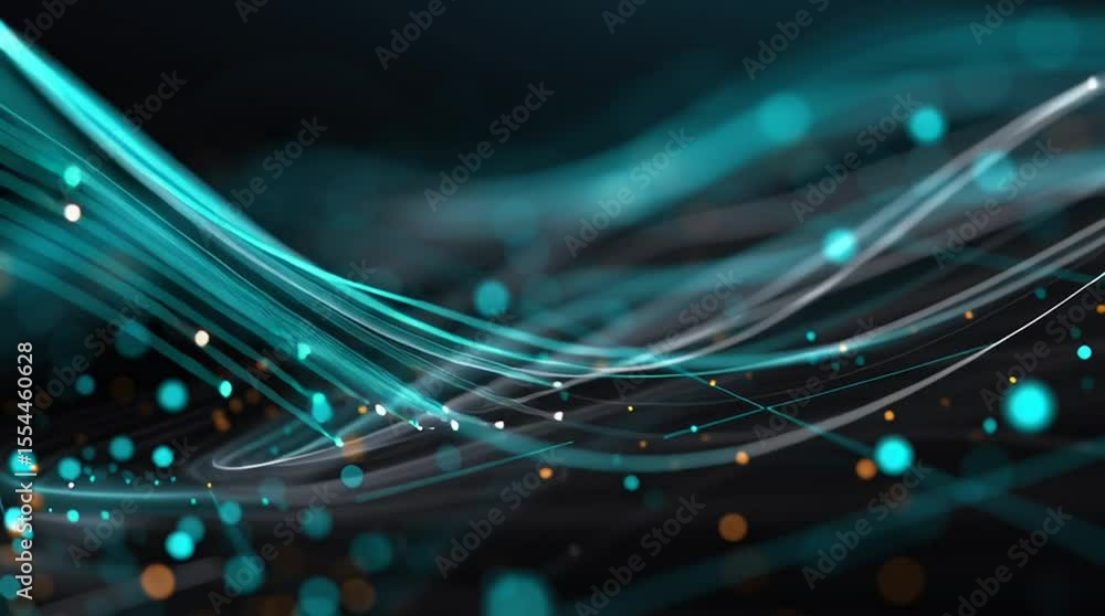 Poster digital flow: a captivating image showcases a mesmerizing digital flow of luminous, glowing lines an