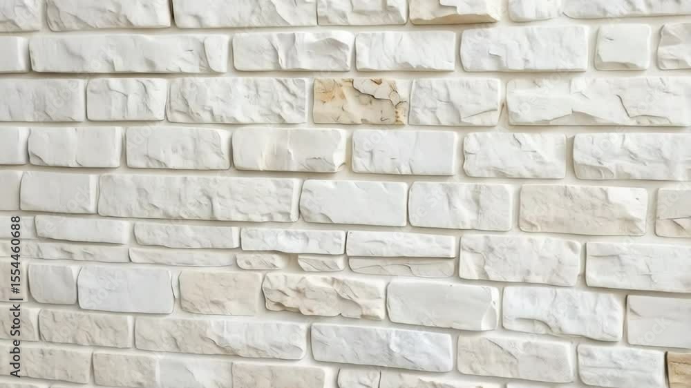 Poster close-up texture of a white brick wall background with rough surfaces and minimal color variation, c