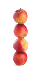 Apples stacked on top of each other against white background. Balance