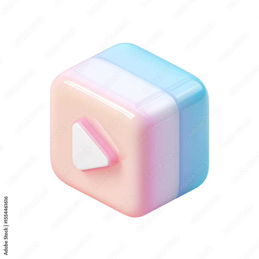 Poster colorful abstract cube with soft gradient and playful design elements for creative backgrounds and m