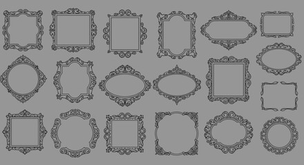 Vintage ornate frames vector illustration for decoration and design in line style