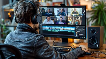 people participating in an online video conference on the Zoom platform with multiple people, digital communication, teamwork concept in business technology - Powered by Adobe