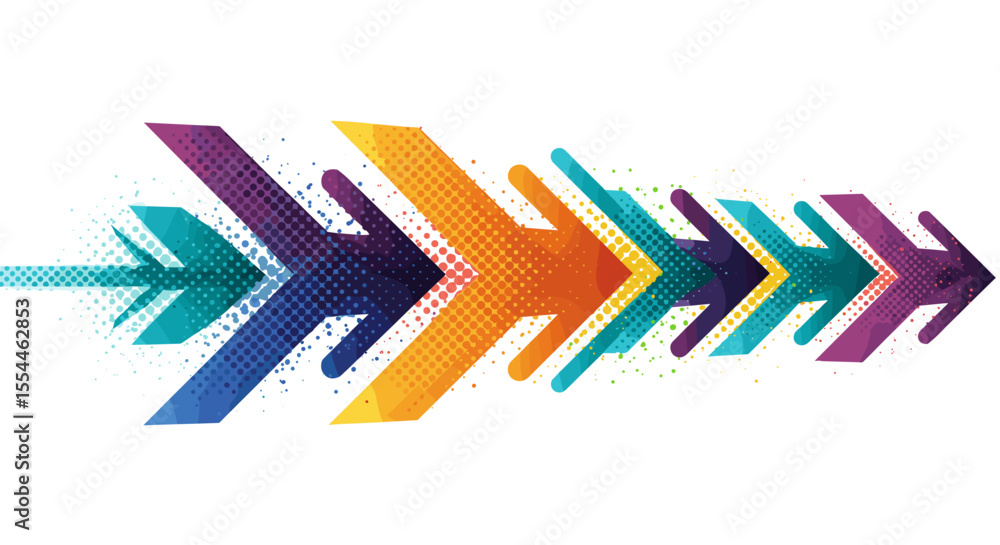 Poster multicolor arrow vector illustration: dynamic motion design for posters and graphics