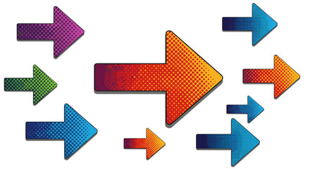 Colorful arrow vector illustration for directional design in pop art style