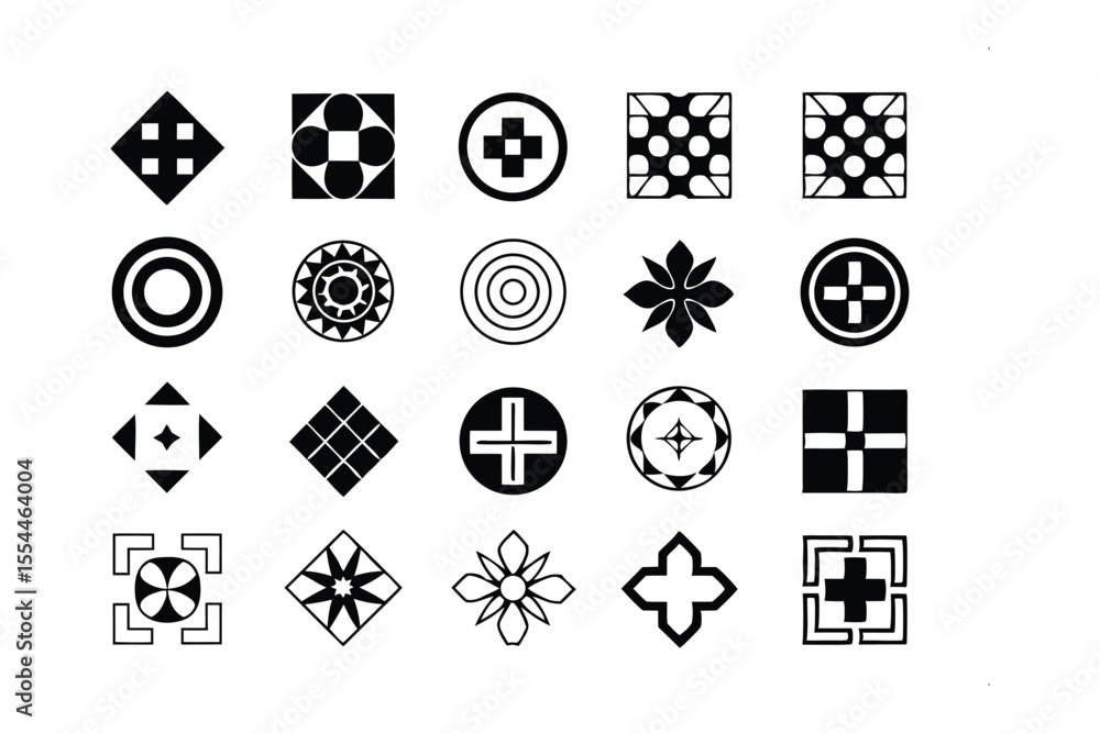 Aufkleber graphic symbols collection: a collection of meticulously crafted graphic symbols with geometric shap