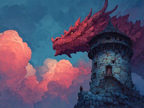Mighty dragon, Pair sheltered in tower