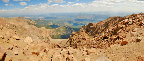 View from Pikes Peak summit  highest summit of the southern Front Range of the Rocky Mountains in...