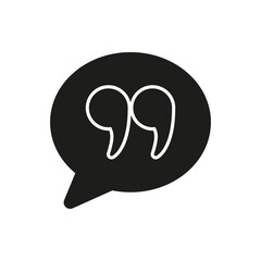 Quotation Speech Bubble Solid Icon. Communication, Dialogue, And Quotation Mark Silhouette Symbol. Messaging And Conversation. Isolated Vector Illustration
