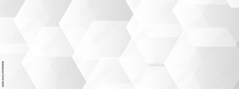 Aufkleber abstract seamless background with overlapping translucent white hexagons on a light gray to white gr