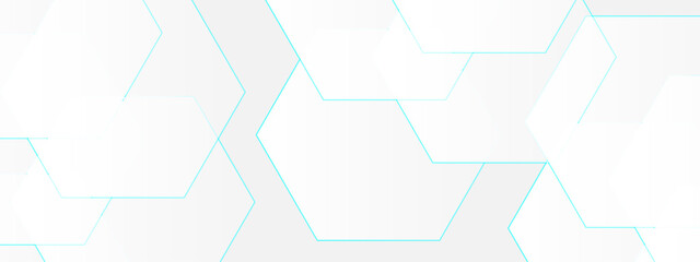 Abstract seamless background with overlapping translucent white hexagons on a light gray to white gradient backdrop.  Clean, minimal, and geometric Ideal for use in tech, corporate, or medical design