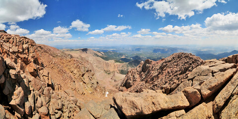 View from Pikes Peak summit  highest summit of the southern Front Range of the Rocky Mountains in...