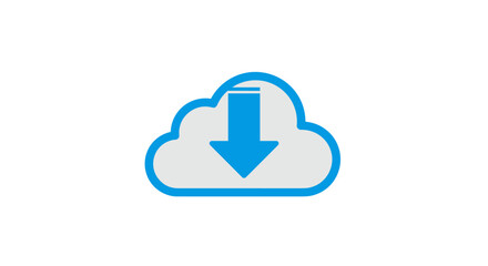 Obraz premium Cloud download icon vector illustration for digital interfaces in flat style