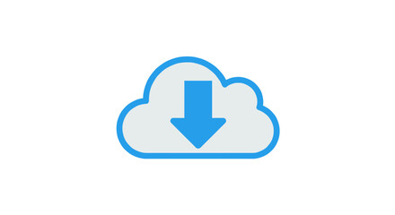 Obraz premium Cloud download icon vector illustration in minimalist flat style for digital design projects