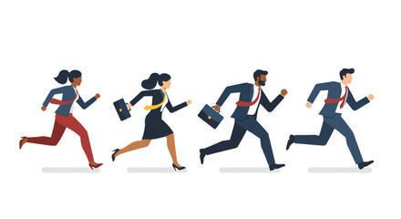 Business race vector illustration: competition and success theme for design in flat style