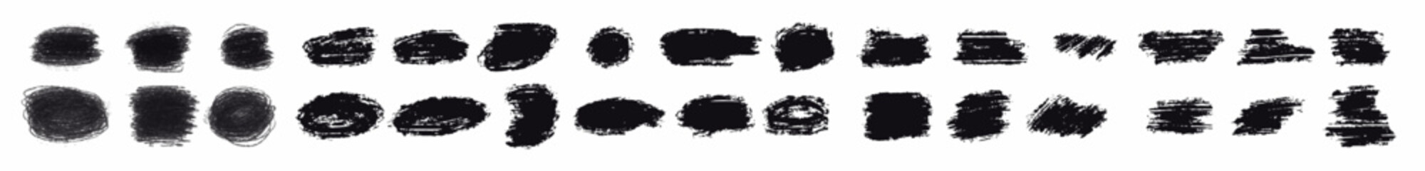 Obraz premium Set of of a collection of black brush strokes created in a grunge style. Vector.