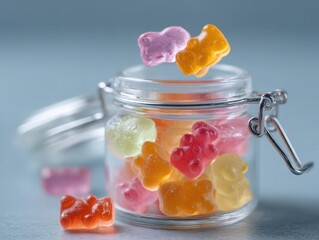 Select a unique gummy from glass jar