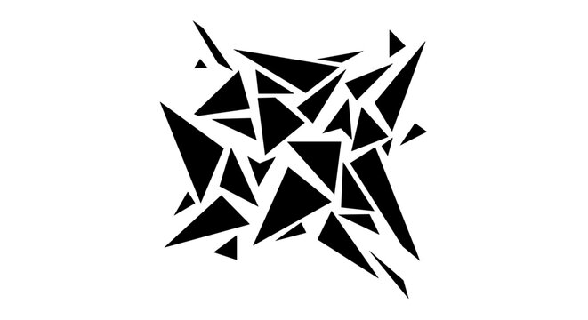 Abstract geometric vector illustration of black triangles in dynamic flat style for modern design