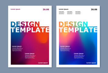 Vertical design template with vibrant gradient mesh and bold text layout for modern cover concept by creatives, students, or professionals in design. Stylish vector templates set. Corporate design.