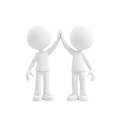 Two cartoon figures performing a high-five gesture symbolizing teamwork, friendship, and collaboration in a playful manner
