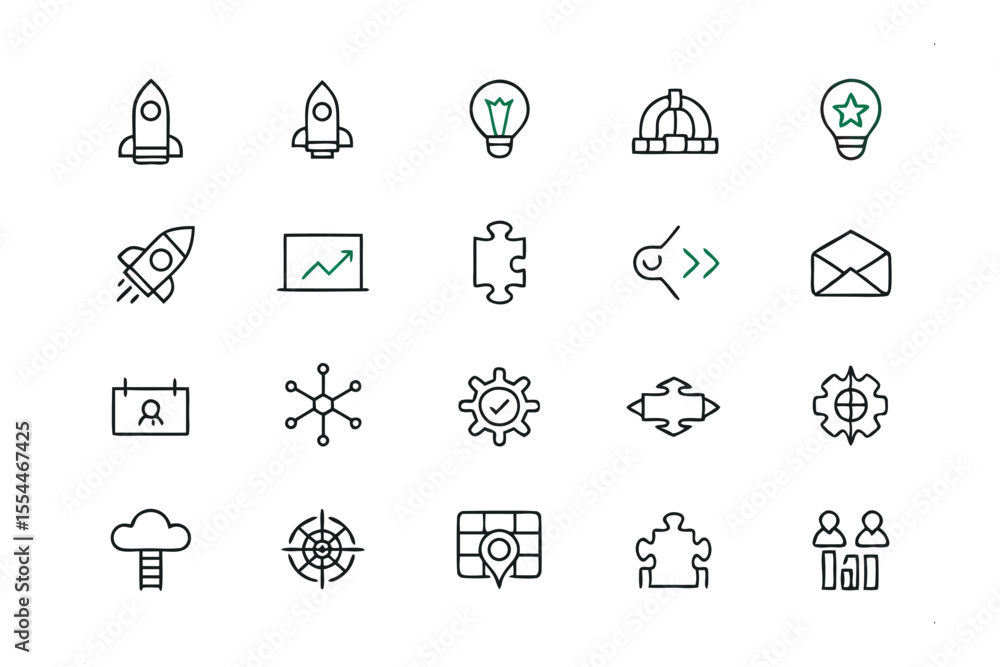 Poster **collection of iconic digital symbols: a versatile array of streamlined digital icons representing 