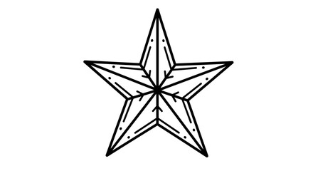 Obraz premium Geometric star illustration in black and white line style for modern design
