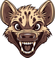 Hyena Face Vector Illustration: A vector illustration of a snarling hyena face, showcasing its sharp teeth and intense gaze, creating a striking wildlife graphic.