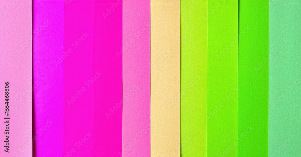 Poster colorful paper strips arranged horizontally. gradient shades transition from pink to green. texture 