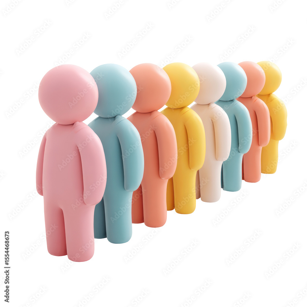 Poster colorful abstract figures in a line representing diversity and unity in a modern design concept