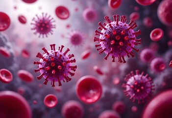 HIV Virus in Bloodstream – Medical 3D Illustration.Human Immunodeficiency Virus Flowing in Blood – Scientific Visualization.
