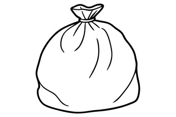 trash bag coloring book page line art vector, trash bag outline icon