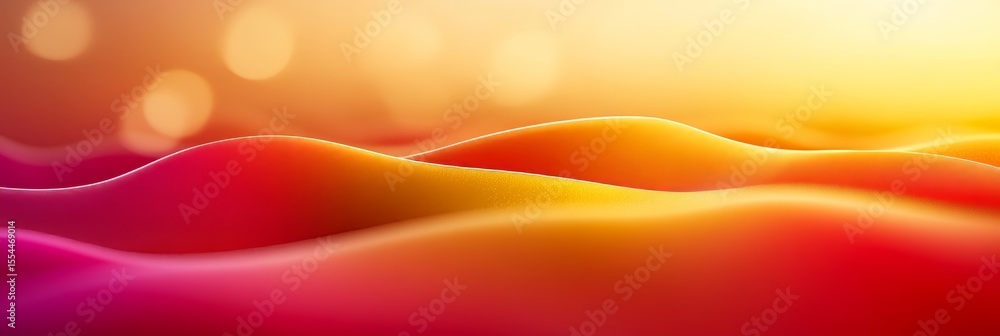 Poster dynamic abstract surface of wavy shapes with blurred bokeh and luminous depth in motion design