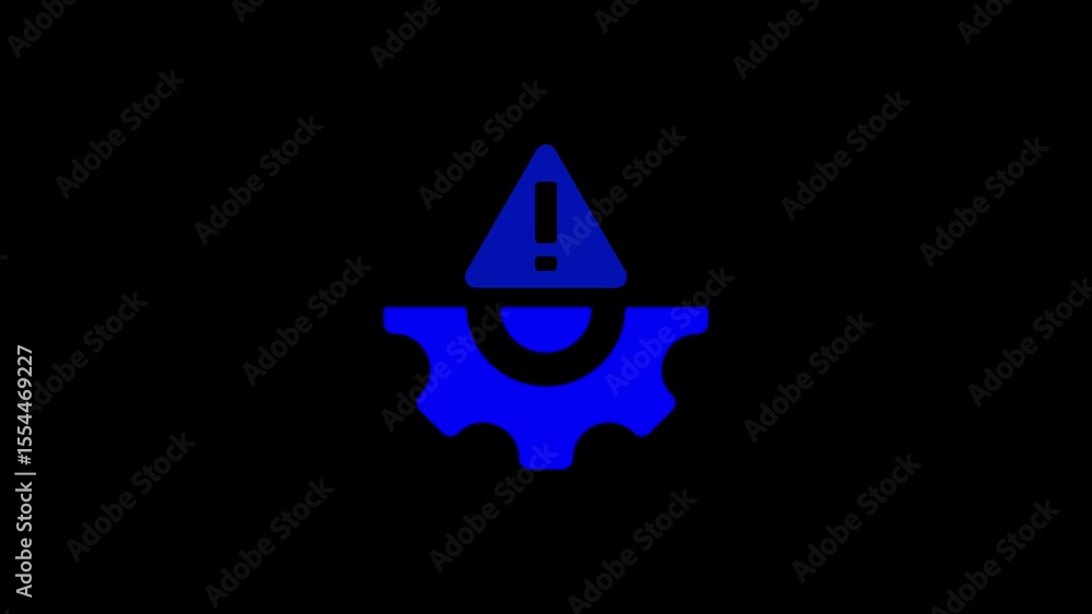 Poster blue alert icon above cogwheel suggesting system error or technical problem