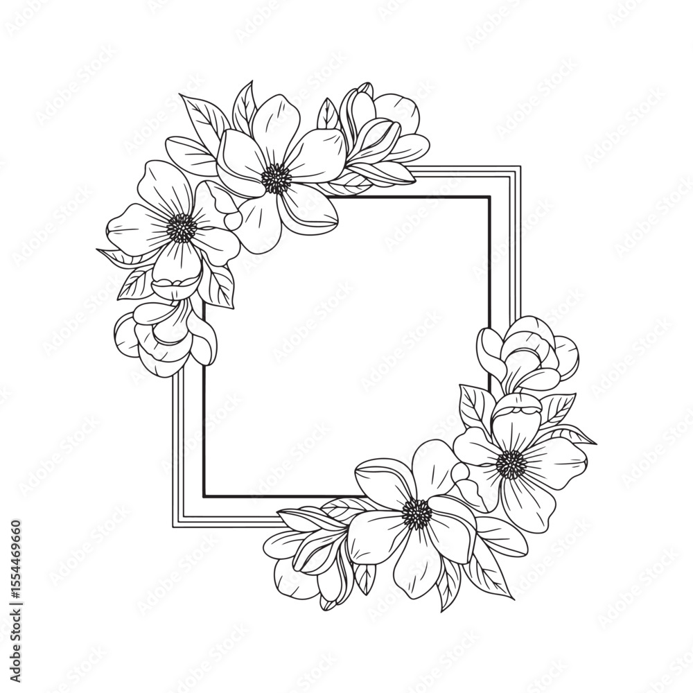 Poster elegant floral square frame with delicate botanical accents a simple and sophisticated design for in